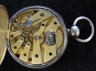 Early Arnold Adams & Co.  Key Wind/Set Silver Pocket Watch w/ Fancy Key Fob 5