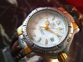 Good Tag Heuer 6000 Wh1351 - K1 Professional Gold White Date Vintage Watch Qz