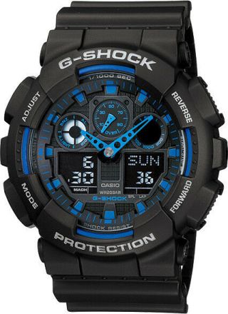Casio G - Shock Ga - 100 - 1a2 Black Ana - Digi Mens Watch 200m Diver Ga - 100