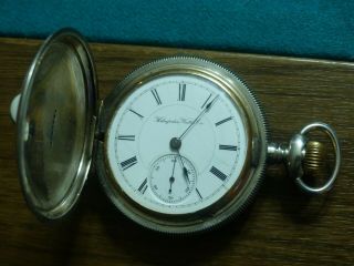 Early 18 Size Hampden 15 Jewels Hunting Case Sterling Pocket Watch Personalized