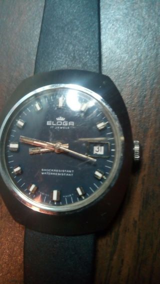 Eloga Watch 17 Jewles Swiss Made Ser 0156 Band 19mm Watch In