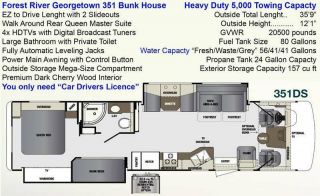 2014 Forest River Georgetown 351 DS Bunkhouse Bunk Bed Model with Front Electric Bed,  rear Queen 7