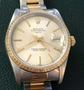 Rolex Date 15223 34mm Stainless Steel Yellow Gold 1991 18k Watch