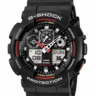 Casio G - Shock Black/red Limited Edition Ga100 - 1a4 Military Casual Unisex Men