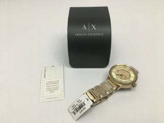 Armani Exchange Classic Automatic Skeleton Gold Tone 49mm Watch Ax1417