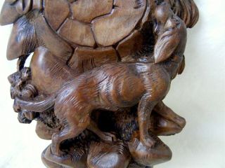 Antique Carved Black Forest Hunting Dog Watch Stand c1870 4
