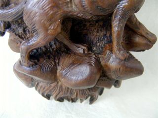 Antique Carved Black Forest Hunting Dog Watch Stand c1870 5