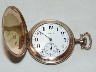 Vintage 1917 Elgin 15j Pocket Watch In Gold Filled Case 19565509,  Running