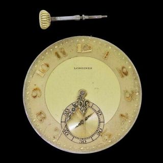 1923 Art Deco Longines 12s Gold Dial 18.  79 ABC Pocket Watch Movement Running 2