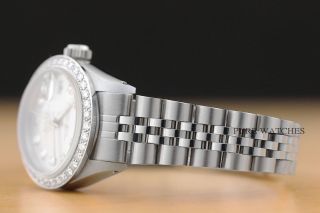LADIES ROLEX DIAMOND DATEJUST 18K WHITE GOLD STAINLESS STEEL SILVER DIAL WATCH 5