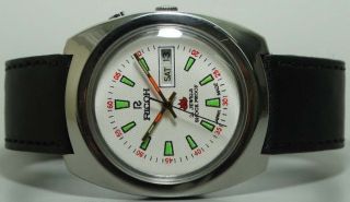 Vintage Ricoh Automatic Day Date Mens Stainless Steel Wrist Watch Old S467