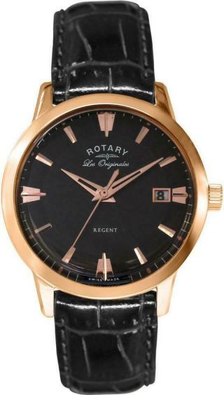 Rotary GS90116/04 Les Originales Swiss Men ' s Regent Black Dial Watch RRP £249 2
