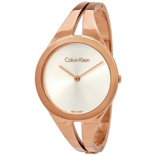Calvin Klein Addict Silver Dial Rose Gold - Tone Small Bangle Ladies Watch