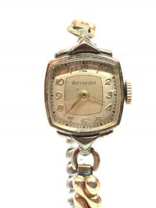 Pretty Ladies Vintage Wittnauer 10 K Gold Filled 17 Jewel Art Deco Swiss Watch