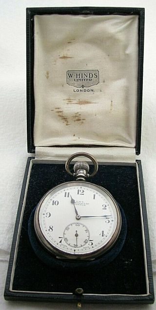 Antique W Hinds Limited London Coin Silver Pocket Watch W/orig Case