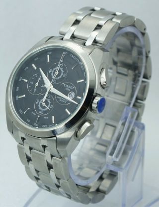Luxury Tissot Black Dial Tachymeter Chronograph Date Quartz Swiss Made Watch