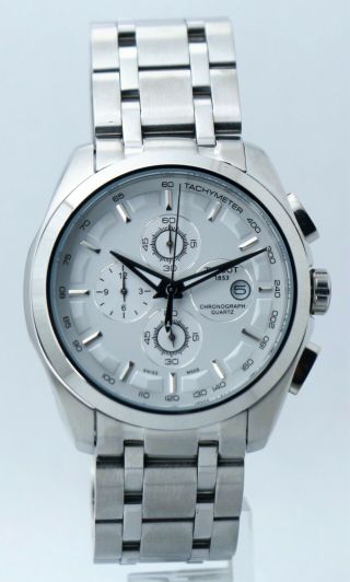 Luxury Tissot White Dial Tachymeter Chronograph Date Quartz Swiss Made Watch