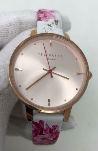 Ted Baker 36mm Rose Gold Dial Floral Leather Women 