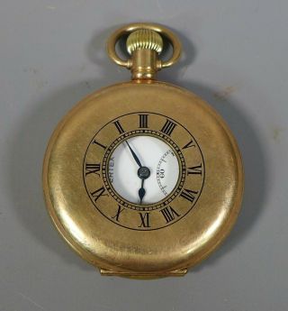 Antique Swiss Made Vertex Half Hunter Gold Plated Pocket Watch Non Runner
