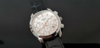 Rotary Stainless Steel Gents Chronograph Watch With 24 Hour Dial On Rotary Strap