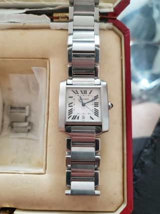 Cartier Tank Francaise 2302 Men ' s/Unisex Automatic Stainless Steel Box & Papers 2