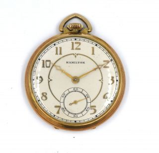 Art Deco Hamilton Model 2 Open Face 17 Jewel Pocket Watch 12s Gold Filled C1923