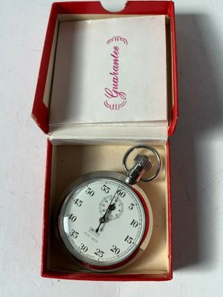 Vintage Smiths 1/5th Second Stopwatch With Box And Guarantee