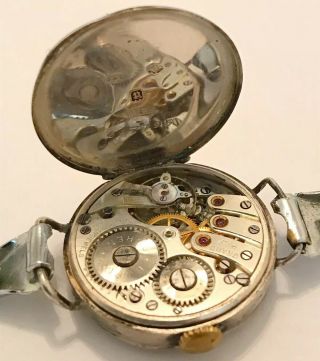Vintage Antique 1930 Silver Trench Military Style Watch Ww2 Kay Worcester 925