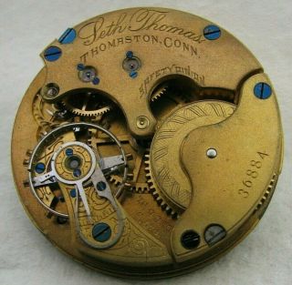 Antique 18s Seth Thomas 15 Jewel Hunter Pocket Watch Movement Parts