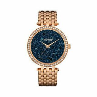 Caravelle York 44l186 Ladies Rock Crystal Rose Gold Steel Bracelet Watch