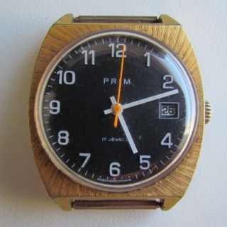 Watch Prim Made By Czechoslovakia Gold Plated Serviced