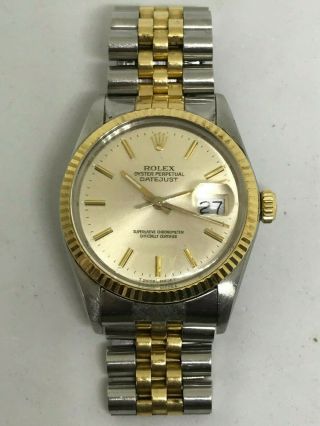 Rolex Oyster Perpetual Datejust Mens Watch 16013 18k/stainless Steel