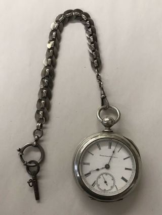 Antique Elgin Natl.  Watch Co.  Pocket Watch Duber Silverine Large Open Face Case