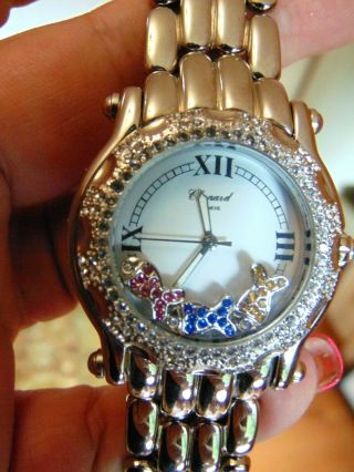 Authentic Chopard Happy Fish Diamond Watch 3 Fish Quartz Stainless Watch 2543678