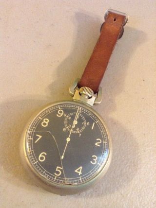 Vintage Wwii Elgin A - 8 582 15j 16s Jitterbug Black Face Military Stopwatch
