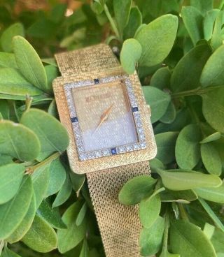 Lecoultre Wristwatch 18k Solid Yellow Gold With Diamonds Sapphires Runs 40.  3 Dwt