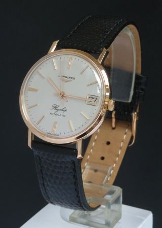 Solid 18ct 18k Rose Gold Longines Flagship Auto Date Watch C1966 Serviced