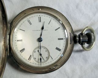 Illinois Watch Co Pocket Watch Coin Silver Case Key Wind Old Vtg Antique