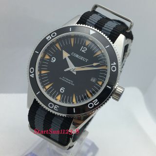 41mm Corgeut Black Dial Sapphire Glass Nylon Strap Date Automatic Mens Watch W18