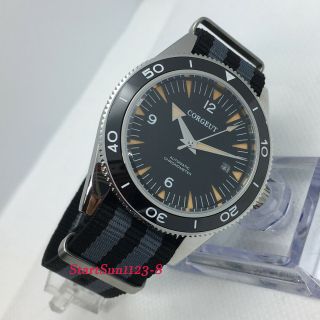 41mm CORGEUT black dial sapphire glass Nylon strap date automatic mens watch W18 3