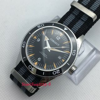 41mm CORGEUT black dial sapphire glass Nylon strap date automatic mens watch W18 5