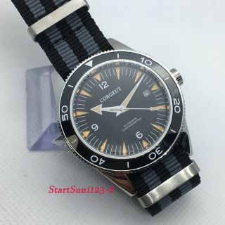 41mm CORGEUT black dial sapphire glass Nylon strap date automatic mens watch W18 6