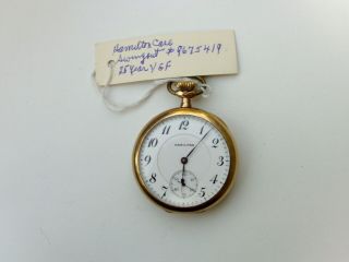 Pocket Watch Hamilton Size 16 - S 956 17j As Running For 24 Hours.