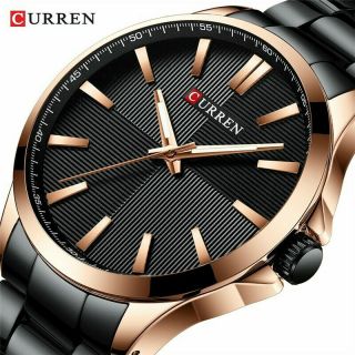 Curren Watches Men Fashion Black Stainless Steel Wristwatch Business Waterproof