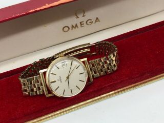 Vintage 9k 9ct Solid Gold Omega Mens Watch,  Bracelet (box,  Strap,  Buckle,  Crown