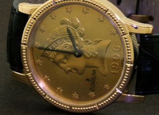 Corum 22K/18K gold 1906 $10 Liberty Eagle coin quartz watch w/ box 2