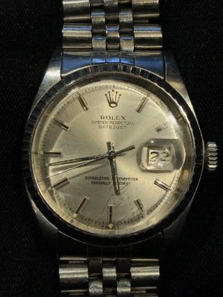 Vintage 1971 Rolex Datejust Automatic Mens Watch S/s Jubilee Band Model 1603