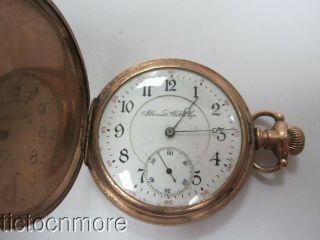 Antique Illinois Grade 174 16s 17j Side Wind Hunting Case Pocket Watch D.  1902