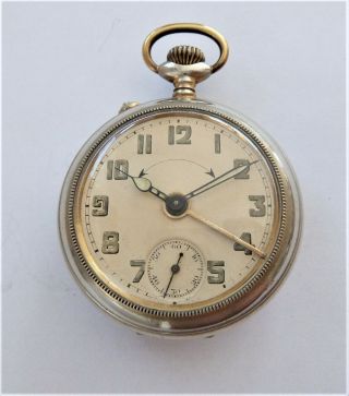 1900 Metal Cased Alarm Swiss Lever Pocket Watch In Order