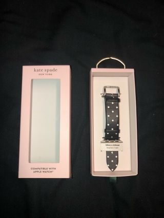 Kate Spade York Polka Black W/dot Leather Apple Watch Band Strap 38mm/40mm